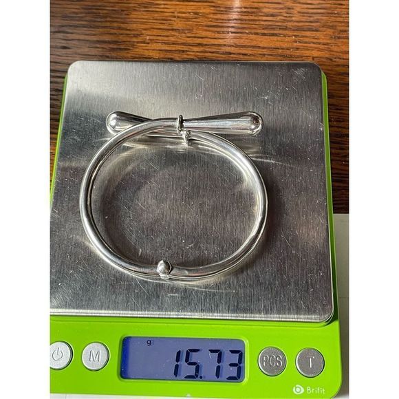 SOLD! Vintage Mexico 925 Sterling Silver Bypass Design Bangle Bracelet 6.75” - Picture 8 of 10